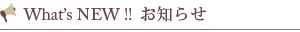 What’s NEW!!お知らせ